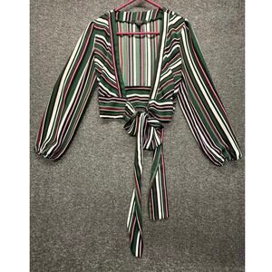 Forever 21 Wrap Crop Top Size Medium Green White Pink Burgundy Black